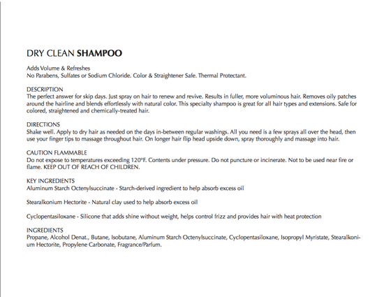 Dry Clean Shampoo